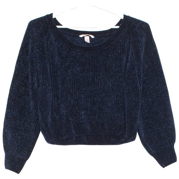Victorias Secret Sweater Chenille Cozy Minimalist Casual Grunge Goth Blue XL LB - Picture 1 of 6